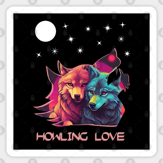 HOWLING LOVE MOON STARS WOLVES WOLF SILHOUETTE Sticker by StayVibing
